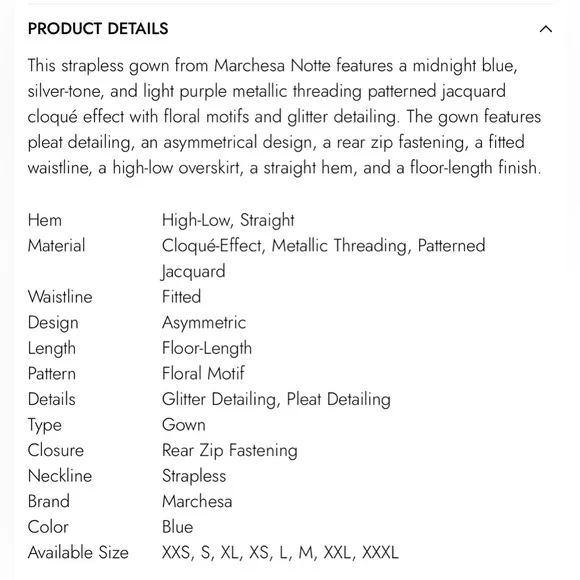 MARCHESA***Gilded Cloque-Effect Strapless Gown***US 8***$1095 - Picture 9 of 9